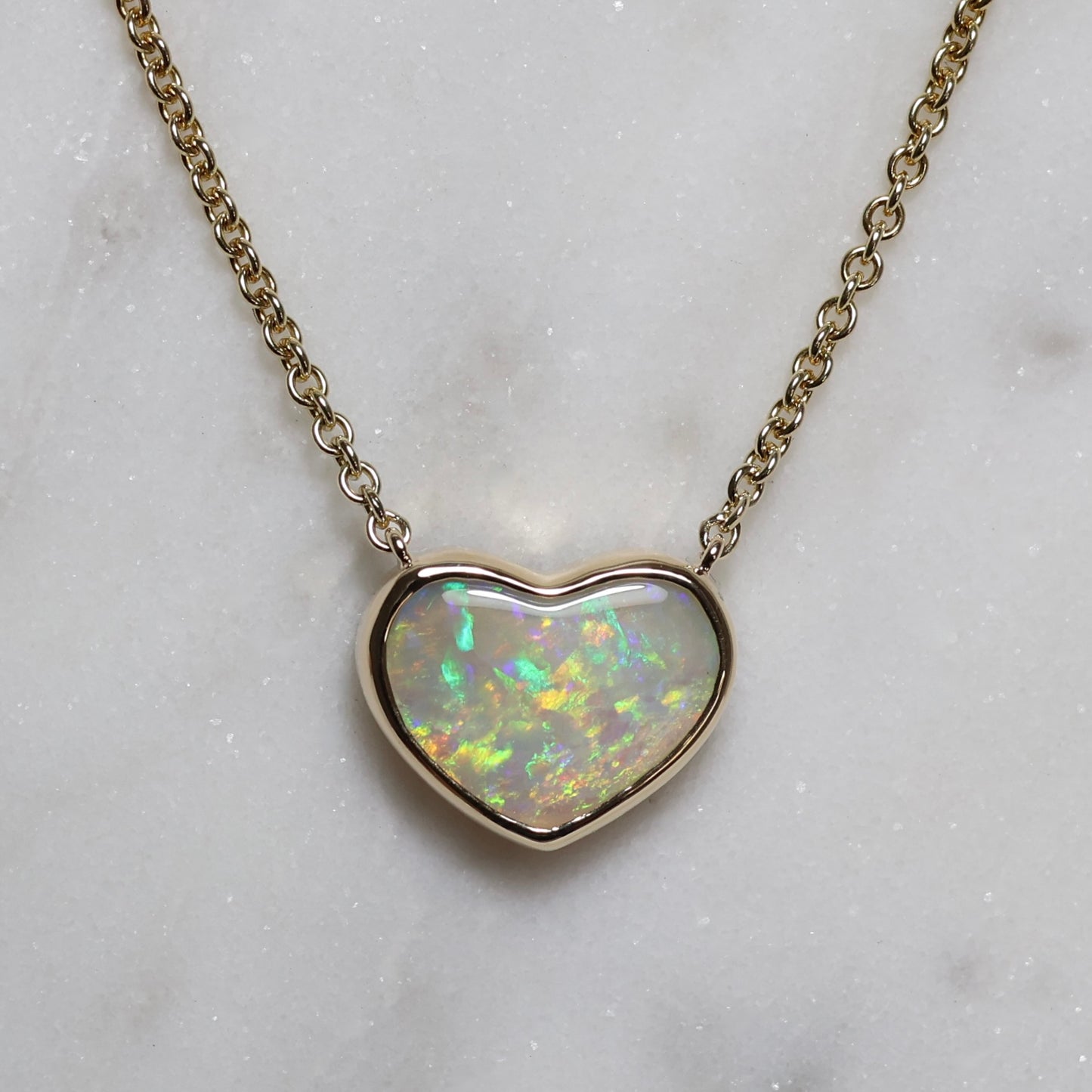 Heart Opal Pendant - 9K Yellow Gold