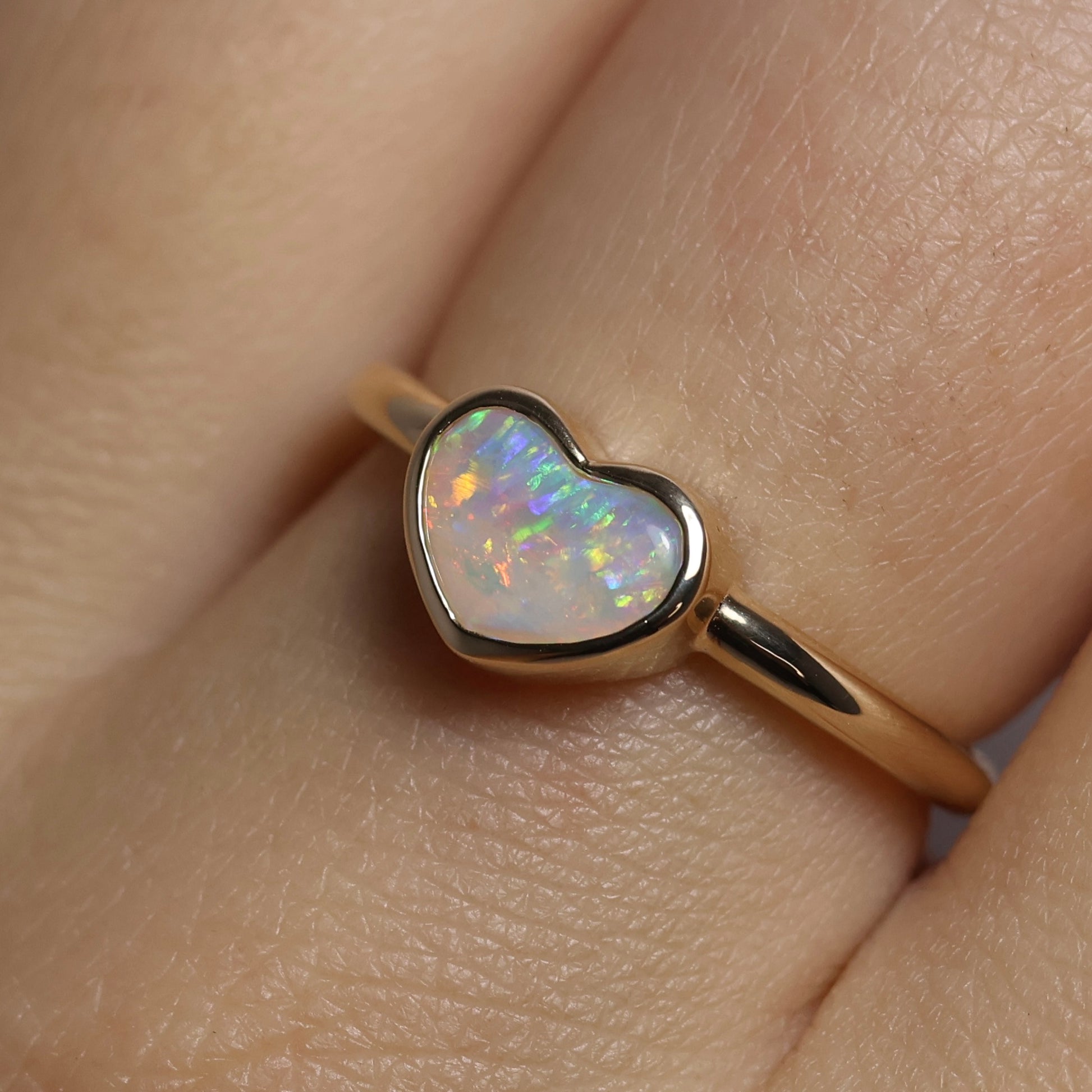 Heart Opal Ring - 9K Yellow Gold