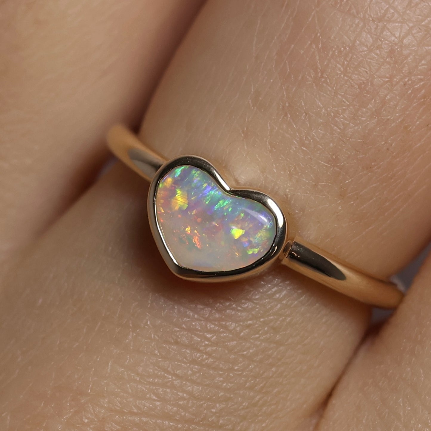 Heart Opal Ring - 9K Yellow Gold