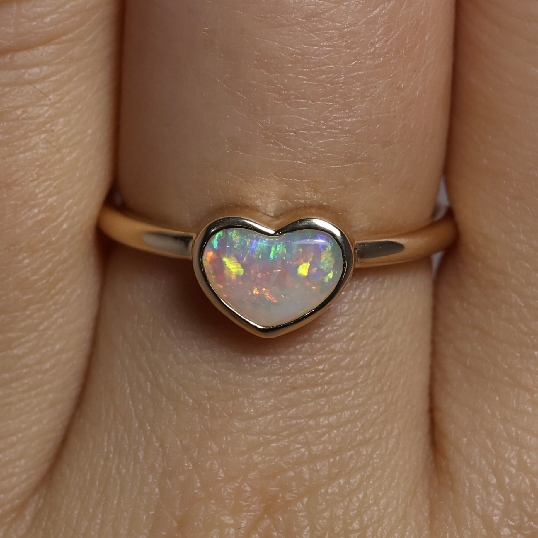 Heart Opal Ring - 9K Yellow Gold