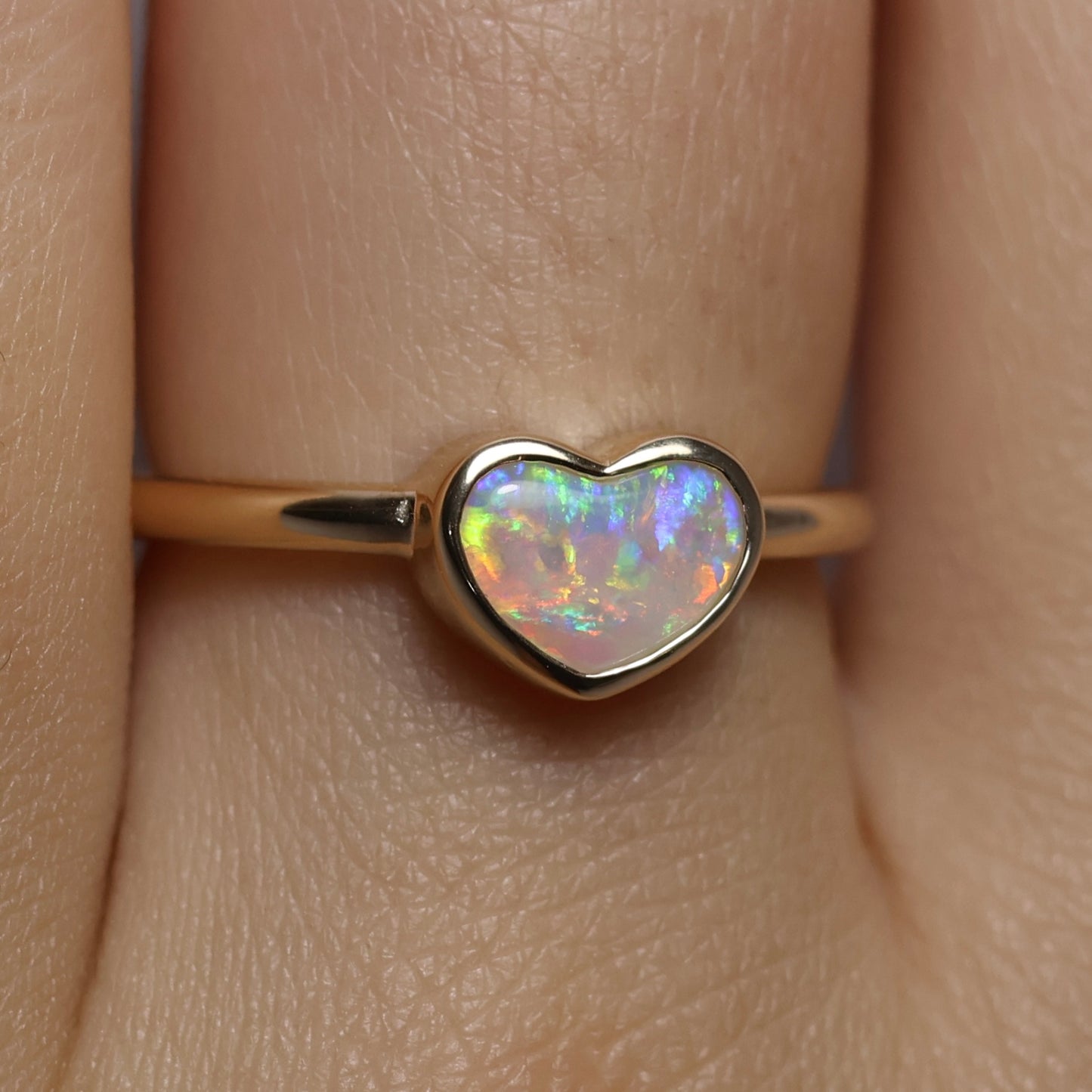 Heart Opal Ring - 9K Yellow Gold