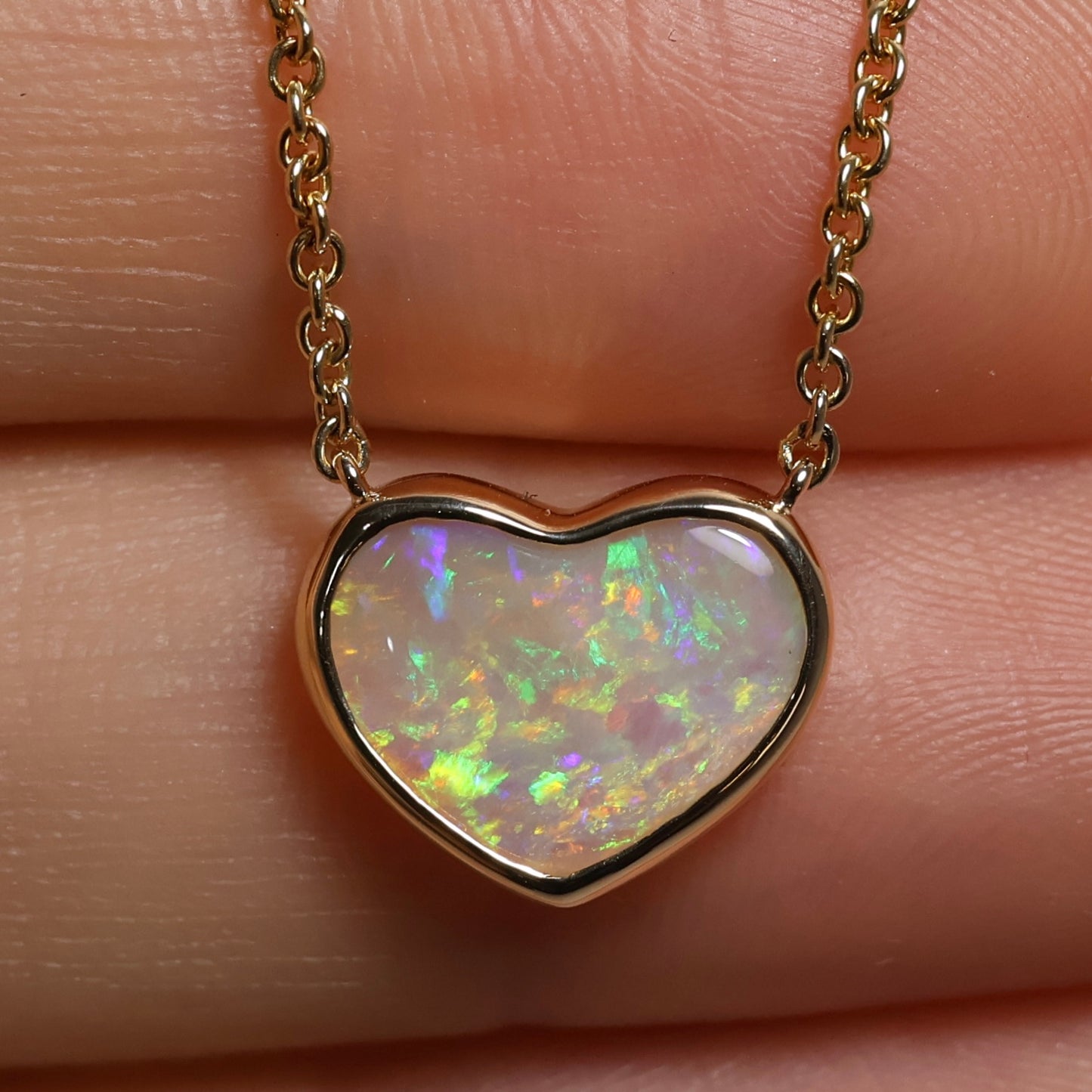 Heart Opal Pendant - 9K Yellow Gold