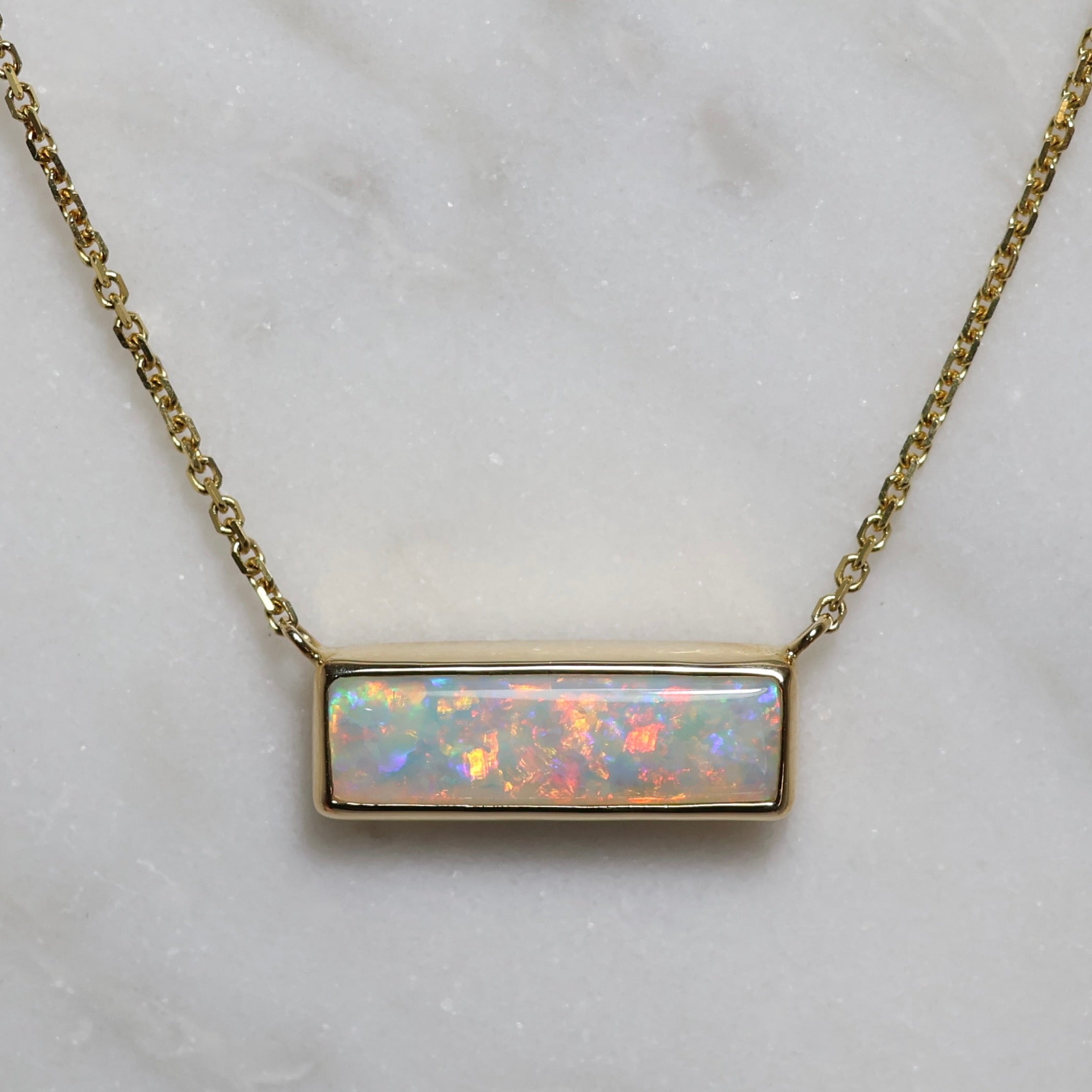 Rectangle Pendant With Gold Chain - 9K Yellow Gold – Opal Country
