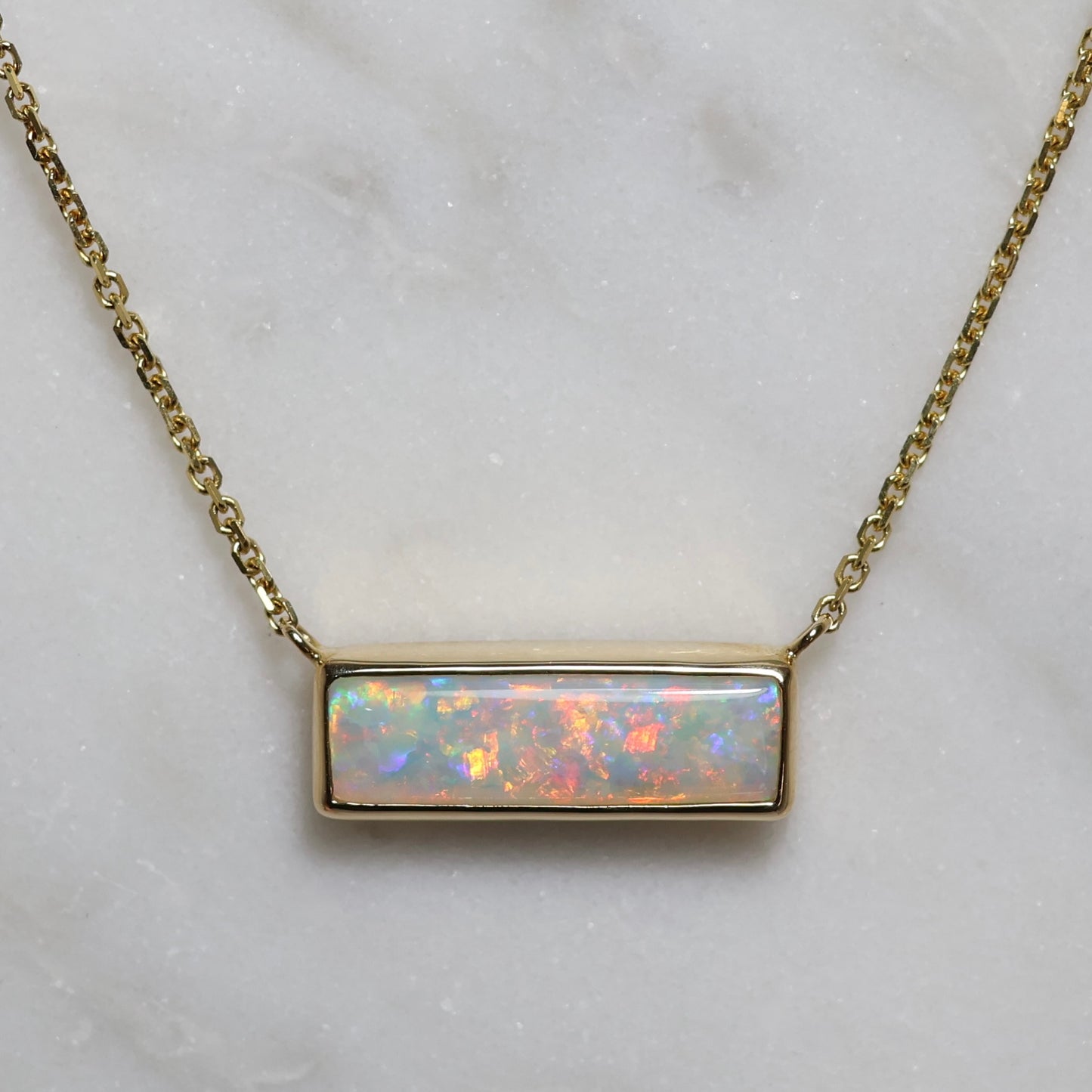 Rectangle Pendant With Gold Chain - 9K Yellow Gold