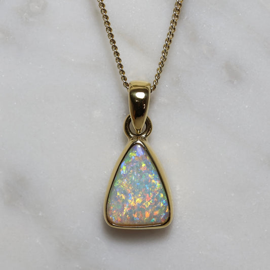 Crystal Triangle Pendant - 18K Yellow Gold