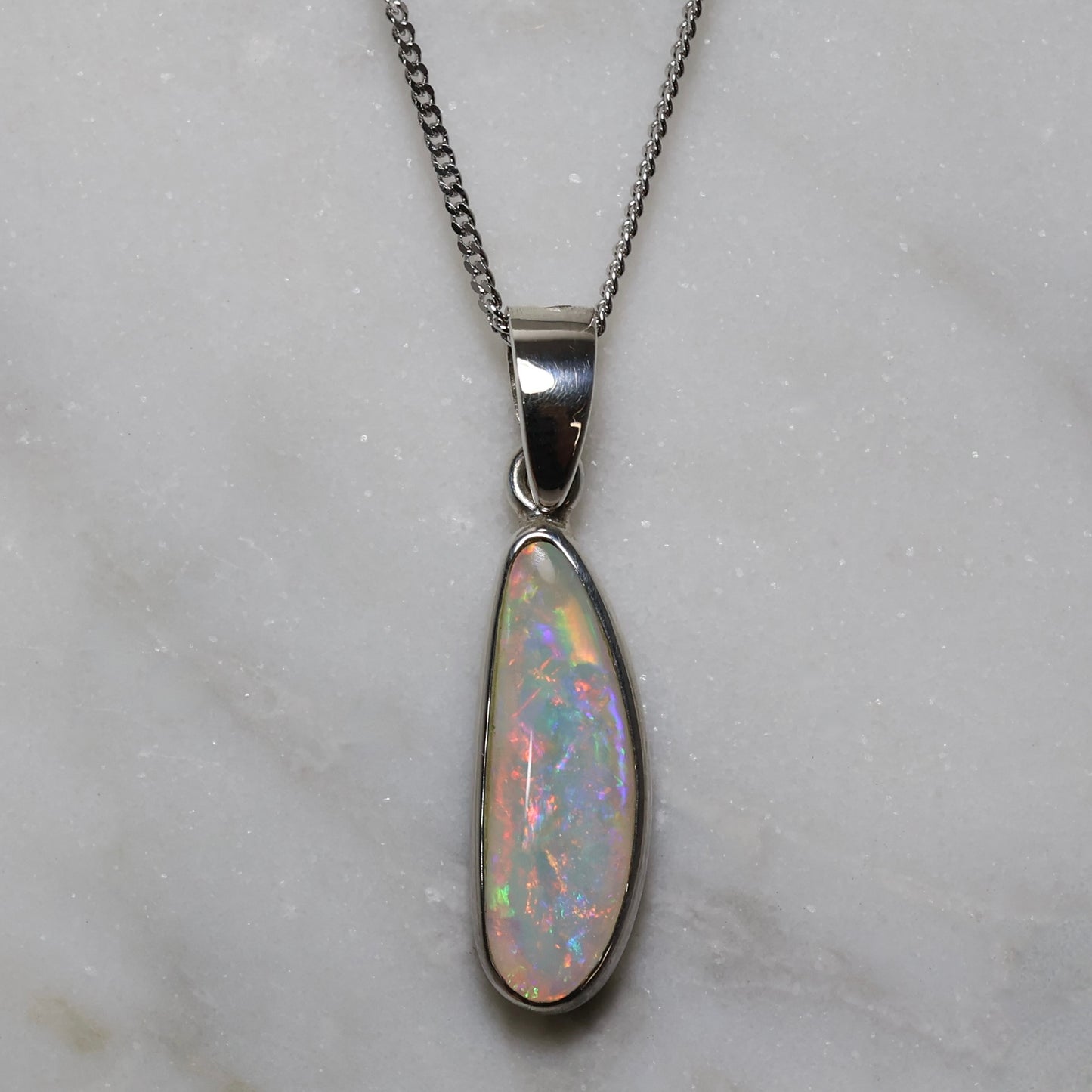 Crystal Opal Pendant - Sterling Silver