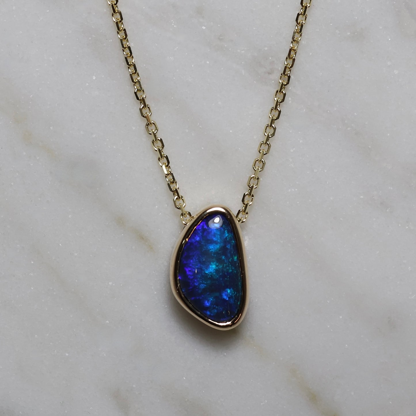 Freeform Opal Pendant - 9K Yellow Gold