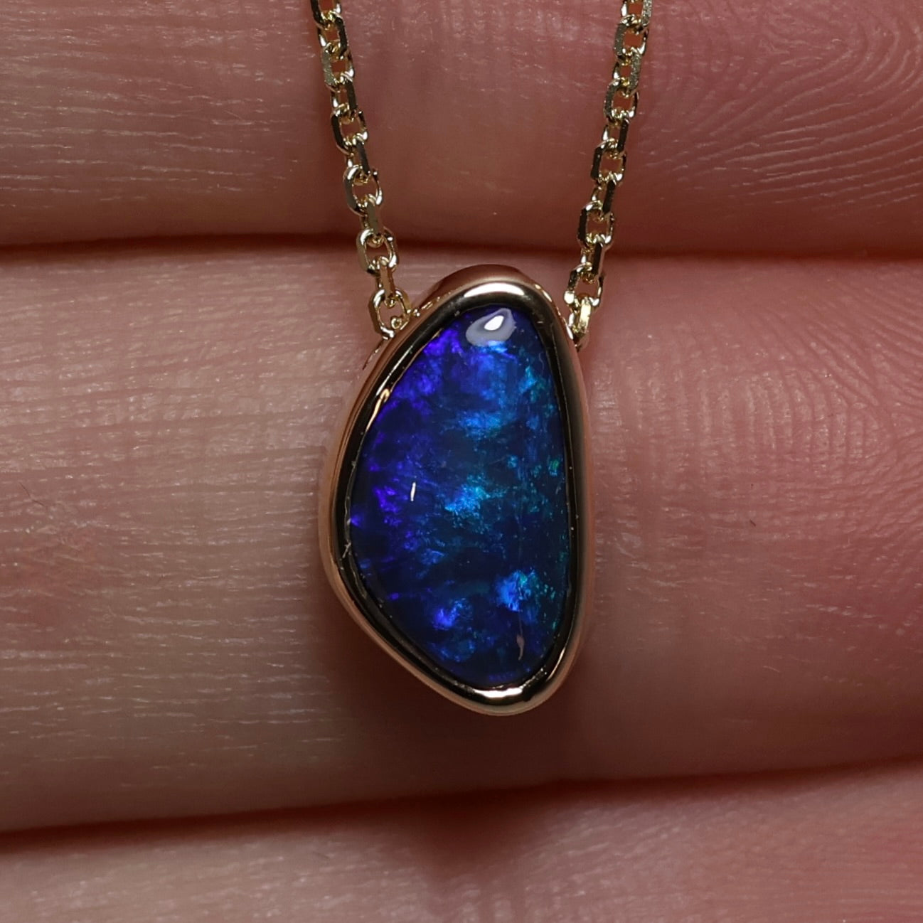 Freeform Opal Pendant - 9K Yellow Gold