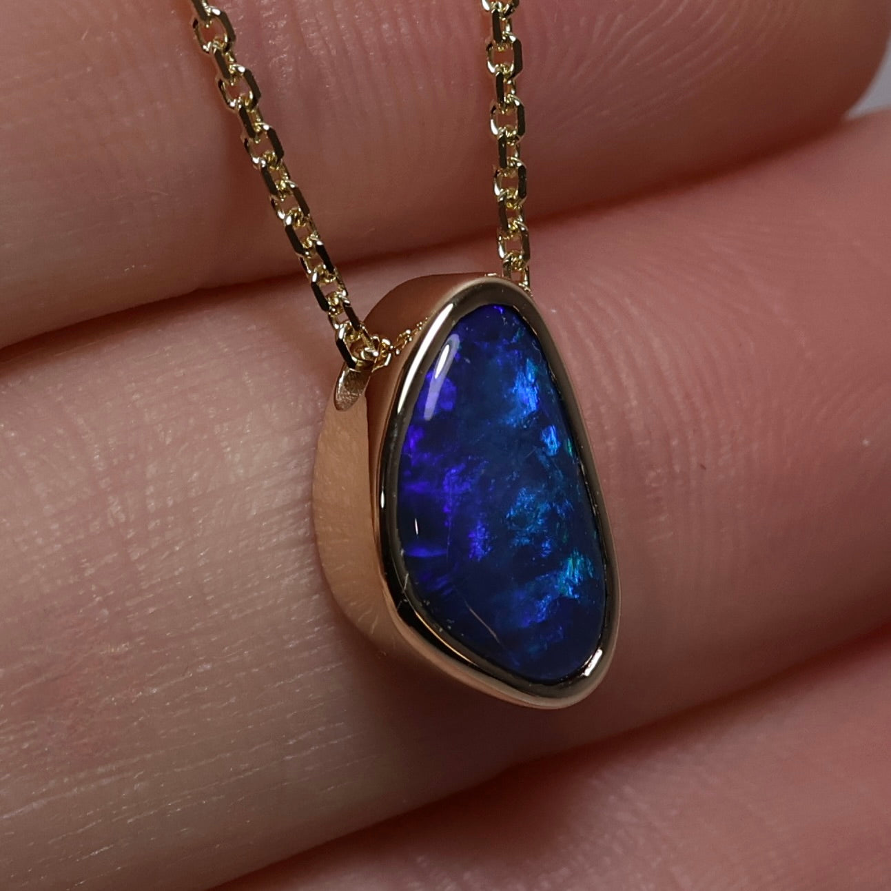 Freeform Opal Pendant - 9K Yellow Gold