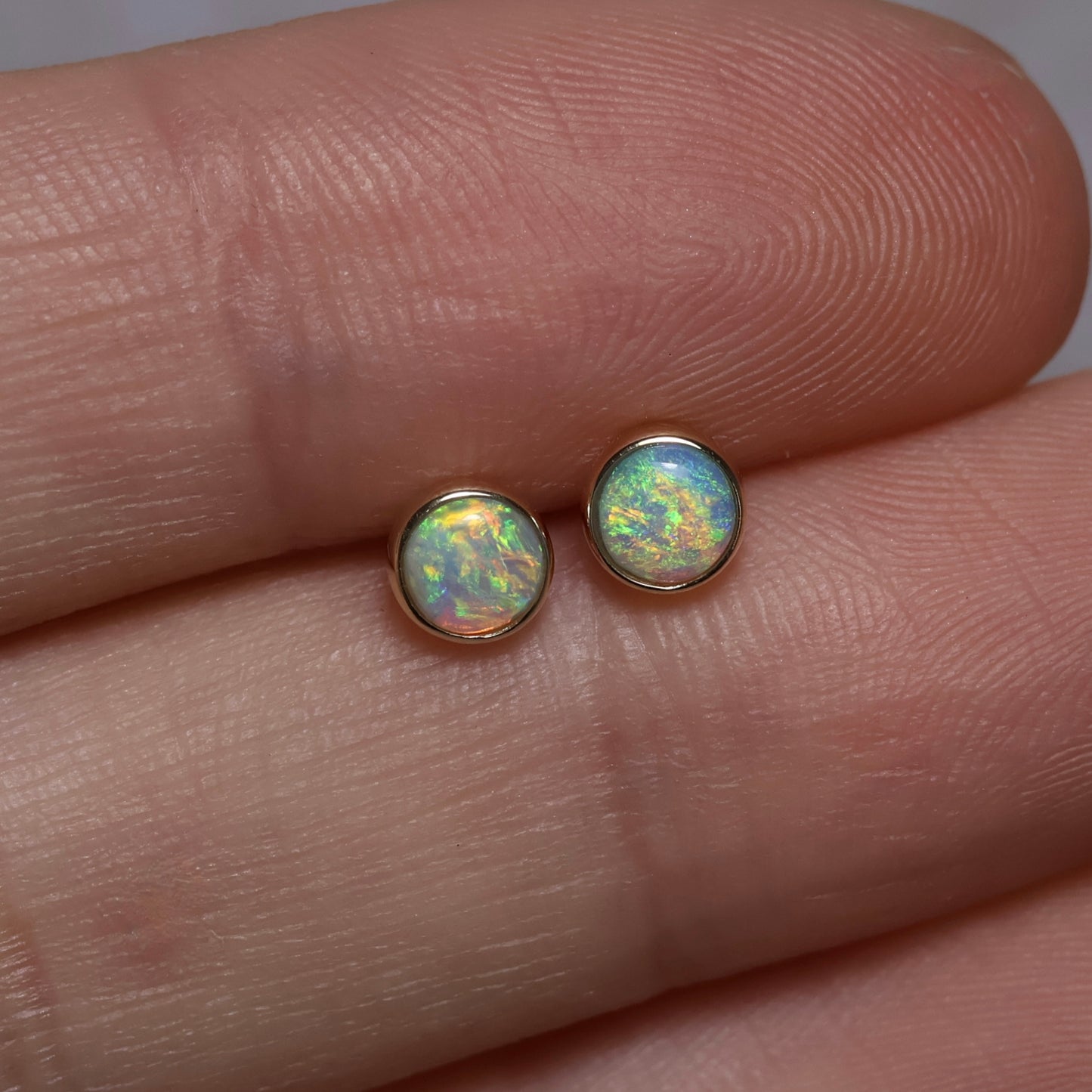 4mm Crystal Opal Studs - 14K Yellow Gold